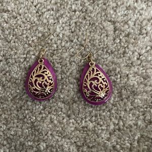 Purple and gold earrings